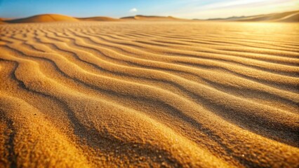 Naklejka premium Closeup of sandy texture on a beach or desert , sand, closeup, texture, beach, desert, grains, natural, surface, background, macro