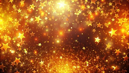 Obraz premium Background with shining orange and yellow particles resembling stars, particles, stars, glowing, soft, gradient