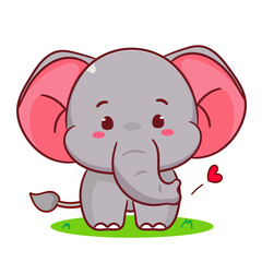 Cute elephant go for a walk  cartoon vector. Adorable and kawaii animal concept design. Mascot, icon, logo illustration. Isolated white background