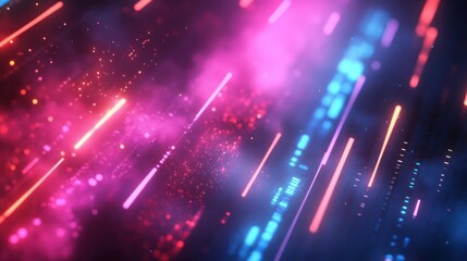 Obraz premium Luminous, vibrant explosion of colorful lights on a dark background.