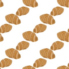 a seamless pattern of croissant on a white background