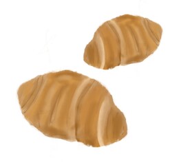 two croissants on a white background. Croissant illustration on a white background.