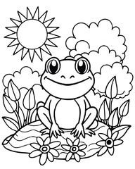 Obraz premium Hand drawn frog for coloring for kids