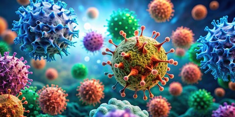 Obraz premium of proteins interacting with lymphocytes, t cells, and cancer cells , proteins