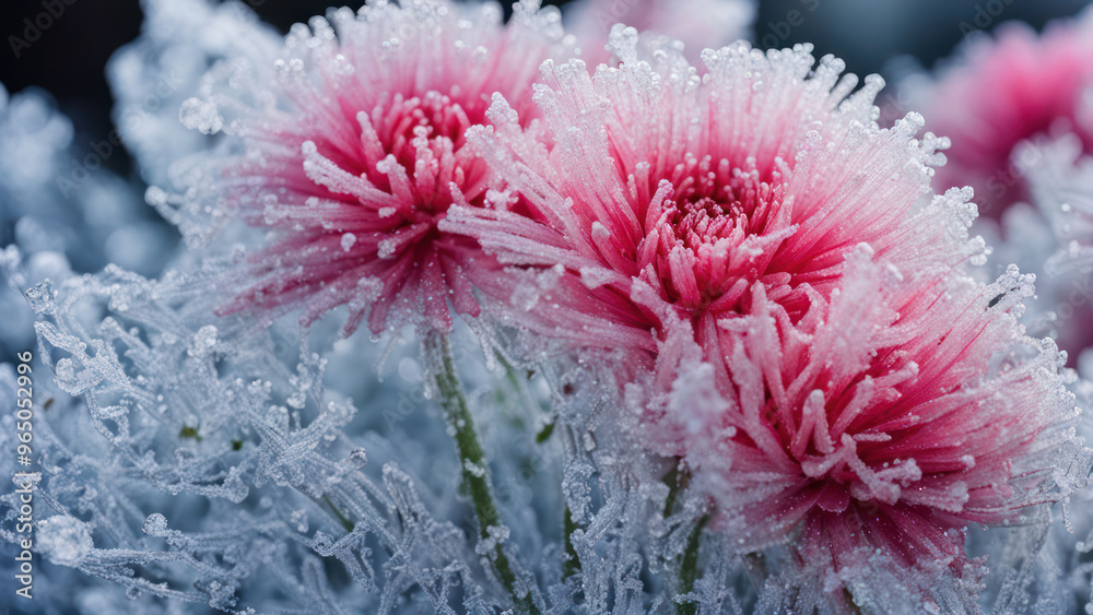 Wall mural illustration of a realistic cristalez ice flowers