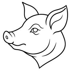 minimalistic silhouette vector of a pig s head
