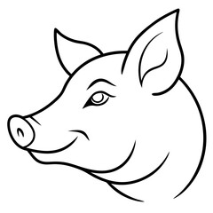minimalistic silhouette vector of a pig s head