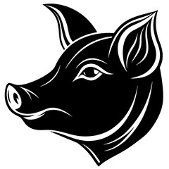 minimalistic silhouette vector of a pig s head