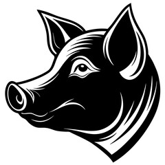 minimalistic silhouette vector of a pig s head