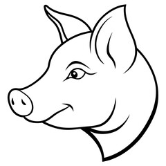 minimalistic silhouette vector of a pig s head