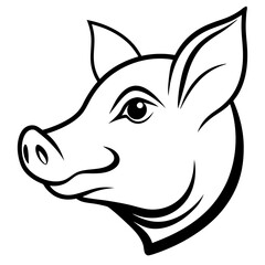 minimalistic silhouette vector of a pig s head