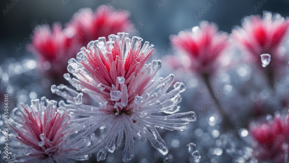 Wall mural illustration of a realistic cristalez ice flowers