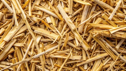Close up of sugarcane bagasse, a byproduct of sugar production, agriculture, waste, renewable, biomass, energy