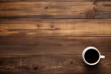 Top view of coffee concept on wooden table and copy space with generative ai