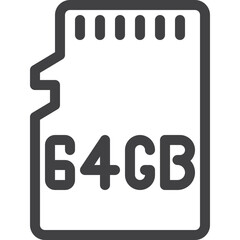 Simple vector micro sd cardoutline icon on white background