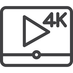 Simple vector video player outline icon on white background