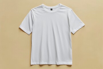 Simple Tshirt Flatlay mockup in beige background created with generative AI
