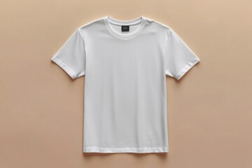 Simple Tshirt Flatlay mockup in beige background created with generative AI