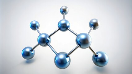 A stylized representation of a chemical symbol, three connected dots strongest covalent bond, situated on a pristine