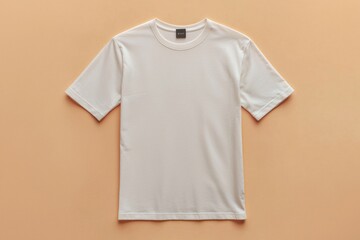 Simple Tshirt Flatlay mockup in beige background created with generative AI