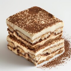 A stack of three layers of delicious Italian-style cakes, each with a different flavor and topping.