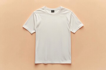 Simple Tshirt Flatlay mockup in beige background created with generative AI