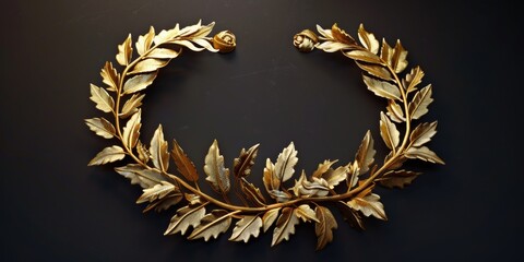 Golden Laurel Wreath on Black Background