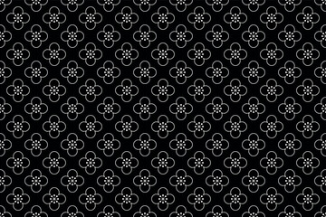 Flower geometric pattern. Seamless vector background. White and black ornament. Ornament for fabric, wallpaper, packaging. Decorative print.