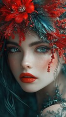 Fantastical surreal style depiction of women with makeup, blending imaginative and dreamlike elements.