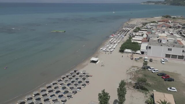 Drone view of Paralia Sidari beach, Sidari, Esperies, Corfu, Ionian Sea, Greek Islands, Greece, Europe