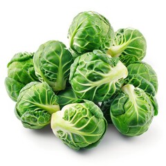 Obraz premium A bunch of green, crisp Brussels sprouts.