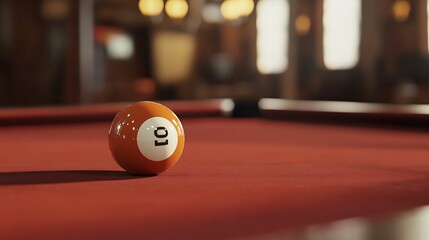 Pool Ball on a Red Table