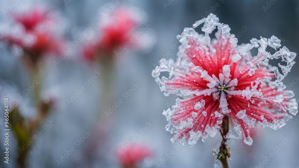 Wall mural illustration of a realistic cristalez ice flowers