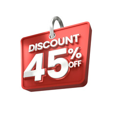 3d sales red and white discount price tag for composition 45 percent, amazing for product promotion