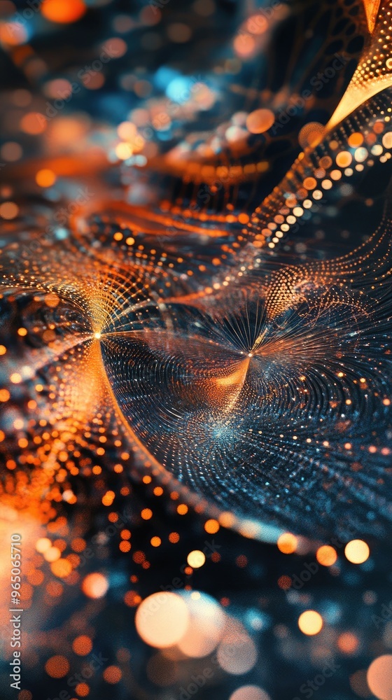 Wall mural a vibrant abstract design featuring flowing lines and glowing particles, showcasing color interplay 