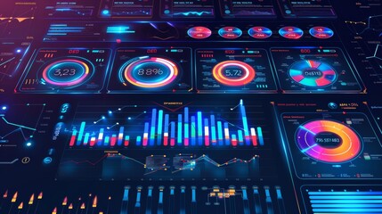 Create a visualization of social media analytics and metrics tracking engagement