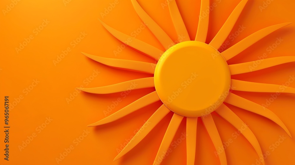 Wall mural An abstract illustration of a bright sun on an orange background.