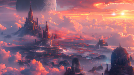 Futuristic advanced alien civilization concept art