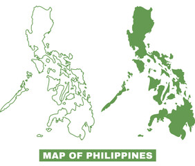 Fototapeta premium Simple Philippines Outline flat map style vector illustration set