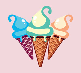 ice cream cone set illustration