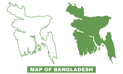 Obraz premium Simple Bangladesh Outline flat map style vector illustration set