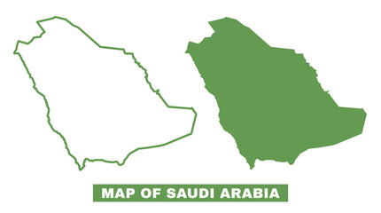 Simple Saudi Arabia Outline flat map style vector illustration set