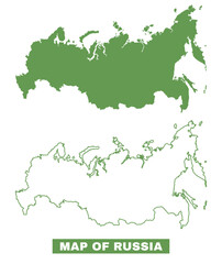 Simple Russia Outline flat map style vector illustration set