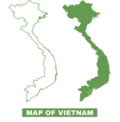 Simple Vietnam Outline flat map style vector illustration set