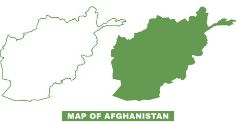 Simple Afghanistan Outline flat map style vector illustration set