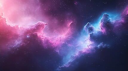 Cosmic Nebula with Pink and Blue Gas Clouds