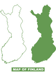 Simple Finland Outline flat map style vector illustration set