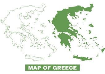 Simple Greece Outline flat map style vector illustration set