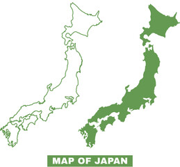 Fototapeta premium Simple Japan Outline flat map style vector illustration set