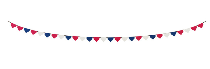 Fototapeta premium Patriotic Celebration: This vibrant garland, adorned with the iconic colors of the American flag, is perfect for celebrating national holidays or victories.